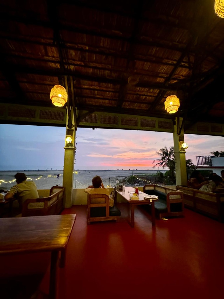 Evening dining with beach view